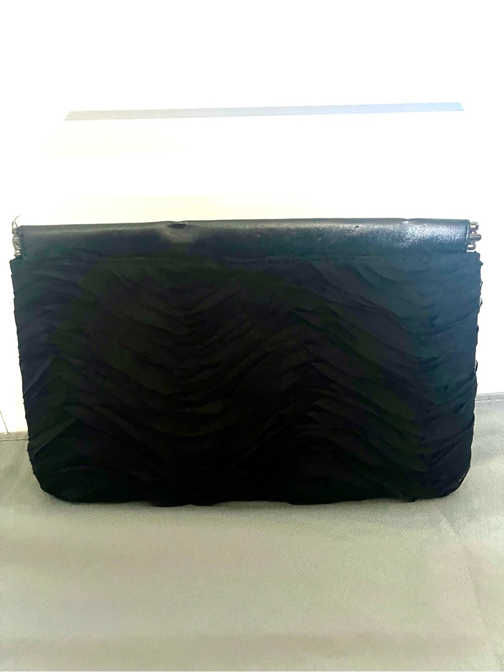 Express Dressy Black Ruffle Clutch - Picture 2 of 13